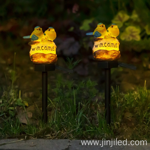 Solar Dual Bird Resin Ground Plug In Lamp